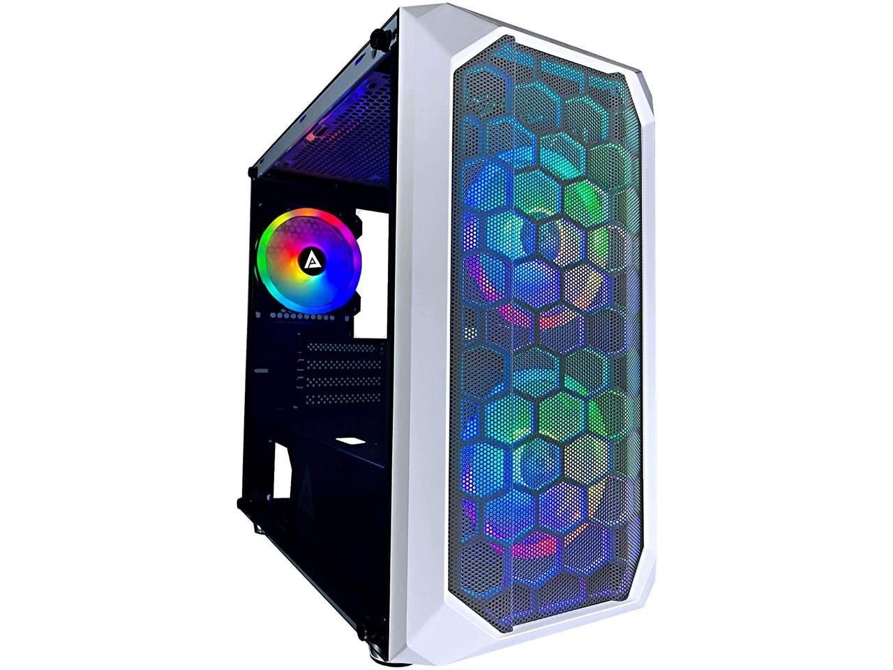 Apevia PRODIGY-WH Micro-ATX Gaming Case with 1 x Tempered Glass Panel, Top USB3.0/USB2.0/Audio Ports, 3 x RGB Fans, White Frame - Geek Tech