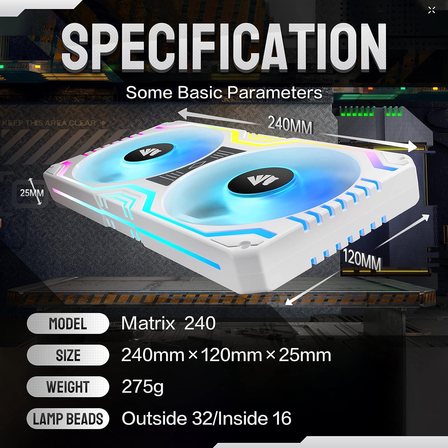 Asiahorse Matrix-White 48 Addressable RGB LEDs 240MM - Geek Tech