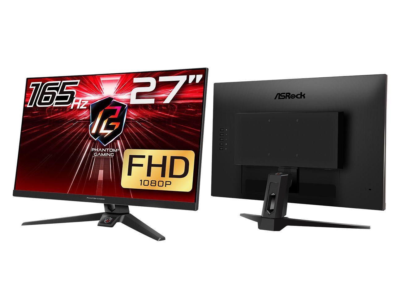 ASRock PHANTOM GAMING 27" FHD (1920 x 1080) 165Hz/1ms (144Hz and higher) FreeSync Gaming Monitor, 2 * DisplayPort, 1 * HDMI (PG27FF1A) - Geek Tech