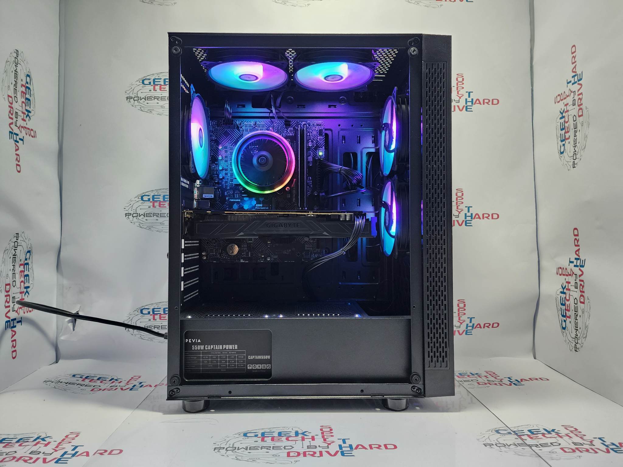 BAREBONES Desktop Gaming Computer Intel i3 RGB SSD 1tb 32GB Optillusion Black H5 - Geek Tech