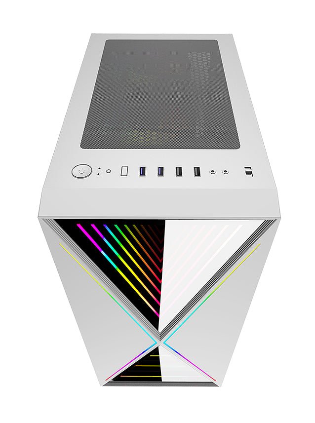 BGears Blackwidow Gaming Computer Case RGB E-ATX ATX Micro-ATX ITX Tempered Glass White - Geek Tech