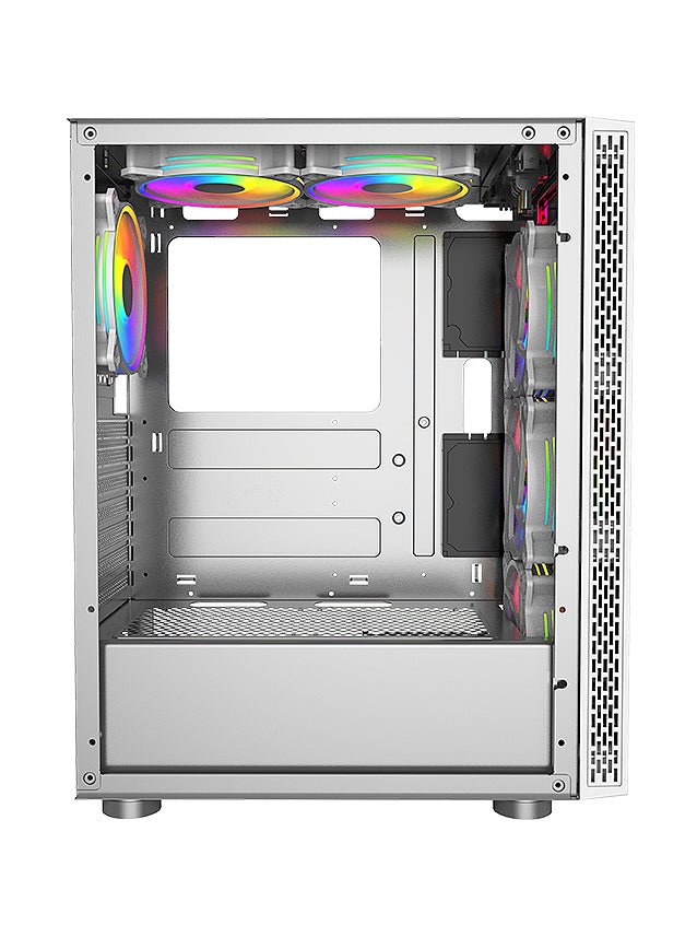 BGears Blackwidow Gaming Computer Case RGB E-ATX ATX Micro-ATX ITX Tempered Glass White - Geek Tech