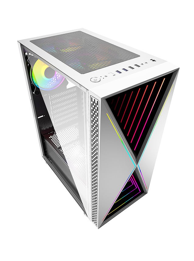 BGears Blackwidow Gaming Computer Case RGB E-ATX ATX Micro-ATX ITX Tempered Glass White - Geek Tech