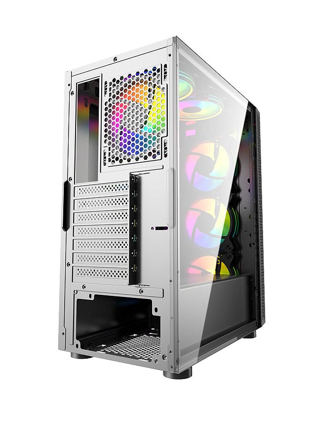 BGears Blackwidow Gaming Computer Case RGB E-ATX ATX Micro-ATX ITX Tempered Glass White - Geek Tech