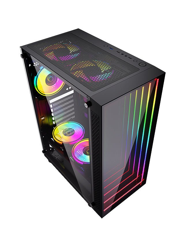 BGears Optillusion Gaming Computer Case RGB EATX ATX MicroATX ITX Tempered Glass Black - Geek Tech