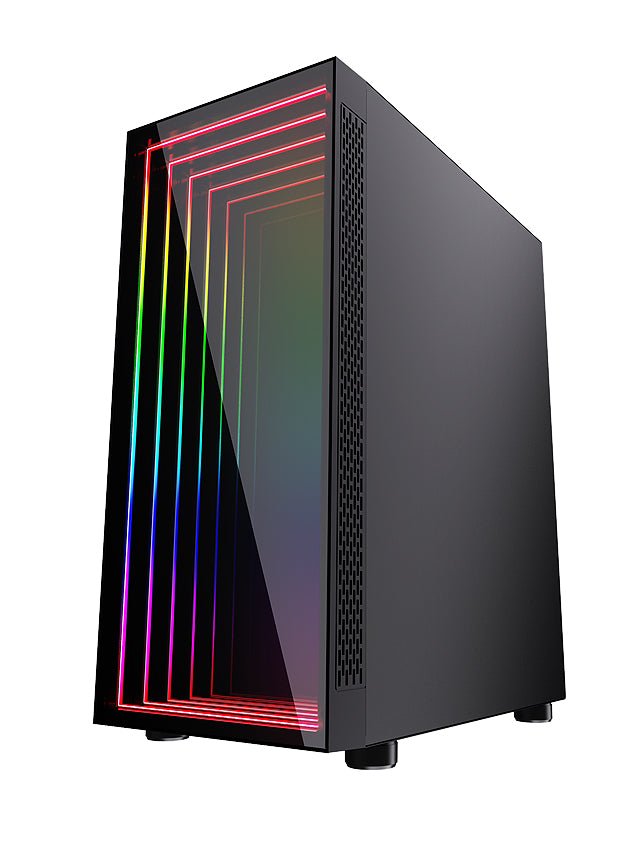 BGears Optillusion Gaming Computer Case RGB EATX ATX MicroATX ITX Tempered Glass Black - Geek Tech