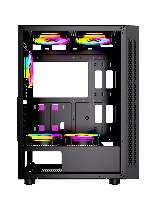 BGears Optillusion Gaming Computer Case RGB EATX ATX MicroATX ITX Tempered Glass Black - Geek Tech