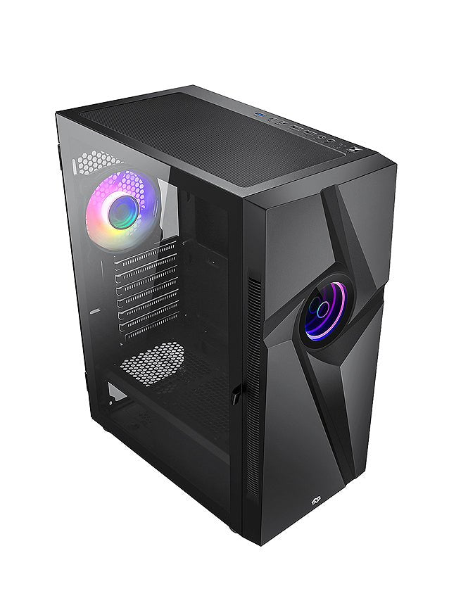 BGears Vortex RGB Gaming Computer Case ETA ATX Micro-ATX ITX Tempered Glass Black - Geek Tech