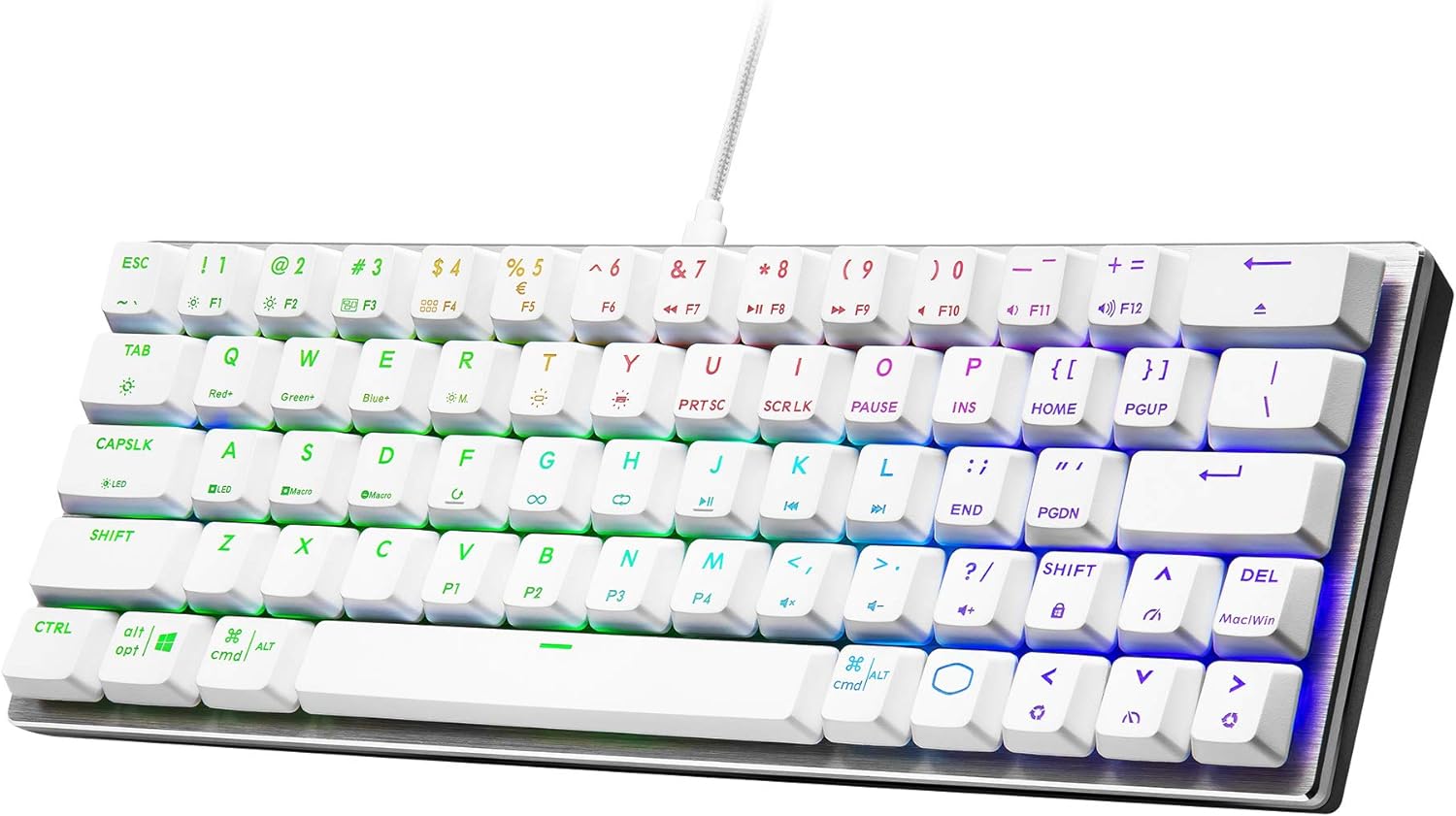 Cooler Master SK620 60% Silver/White Mechanical Low Profile Gaming Keyboard SK-620-SKTL1-US - Geek Tech