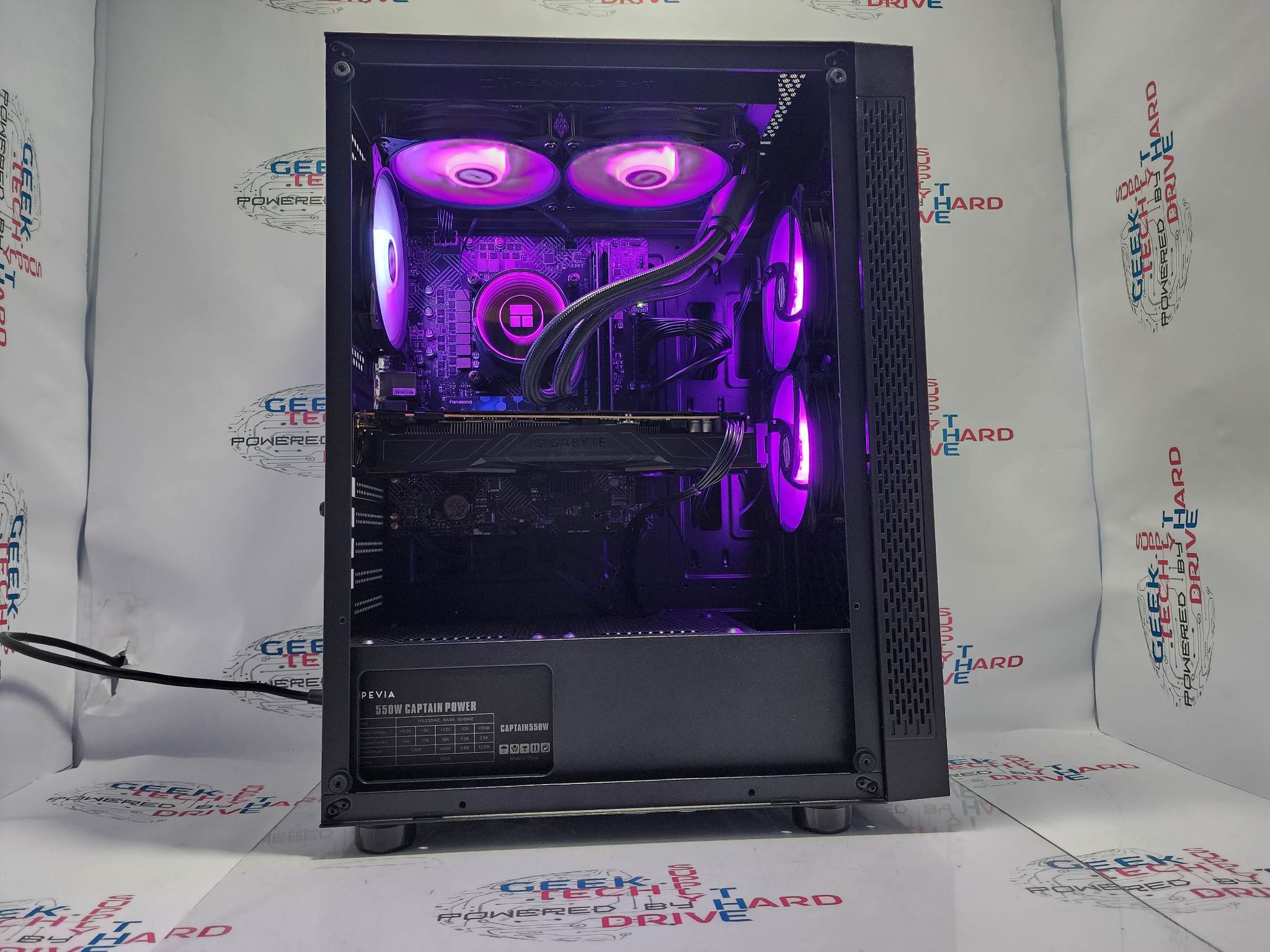 Custom Gaming Desktop PC Computer i5 NVIDIA RTX 3060 Ti SSD 1TB 2TB 16GB 32GB 64GB RGB WiFi Water Black Optillusion H7 - Geek Tech