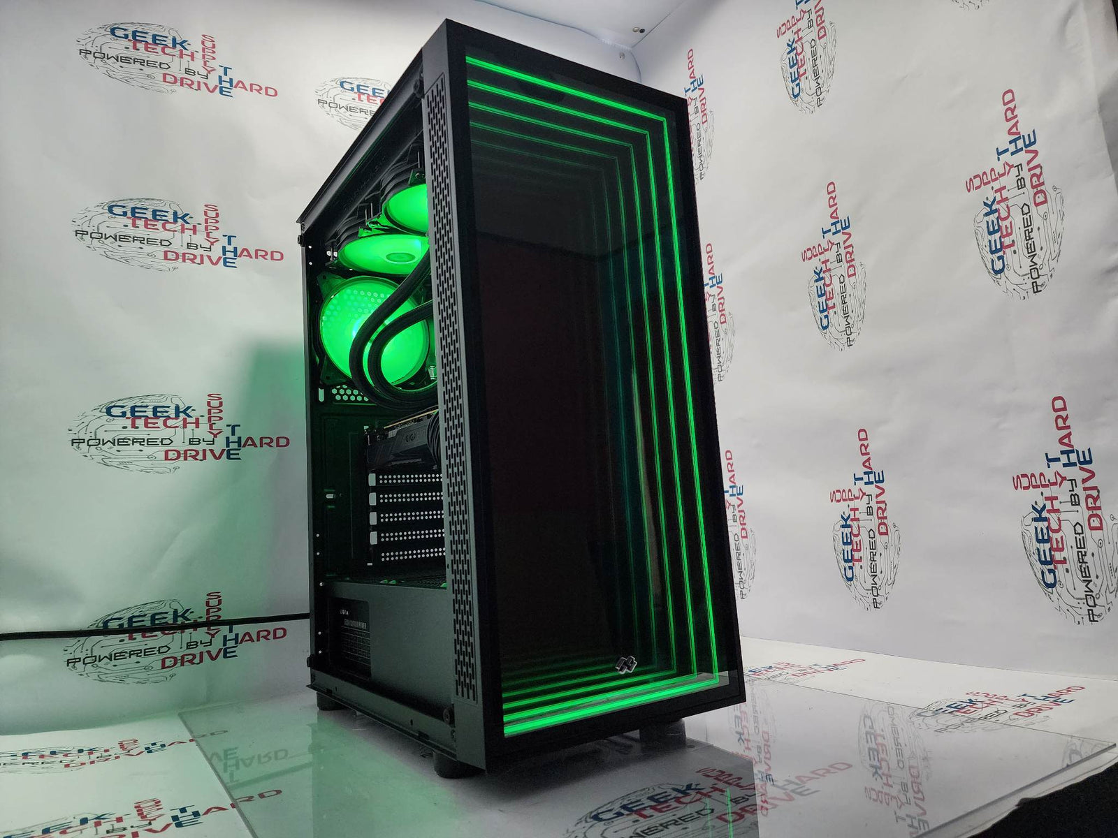 Custom Gaming Desktop PC Computer i5 NVIDIA RTX 3060 Ti SSD 1TB 2TB 16GB 32GB 64GB RGB WiFi Water Black Optillusion H7 - Geek Tech