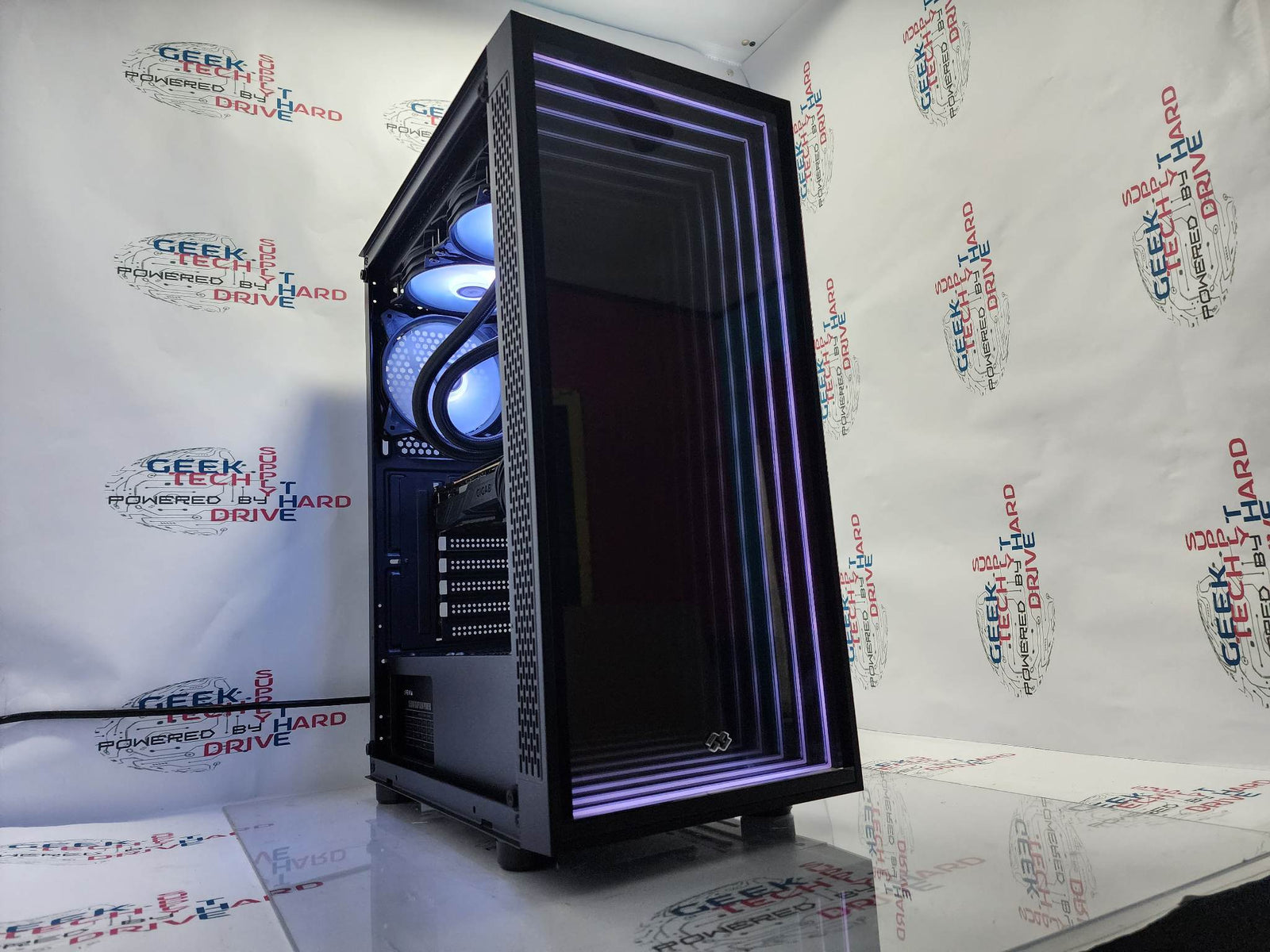 Custom Gaming Desktop PC Computer i5 NVIDIA RTX 3060 Ti SSD 1TB 2TB 16GB 32GB 64GB RGB WiFi Water Black Optillusion H7 - Geek Tech