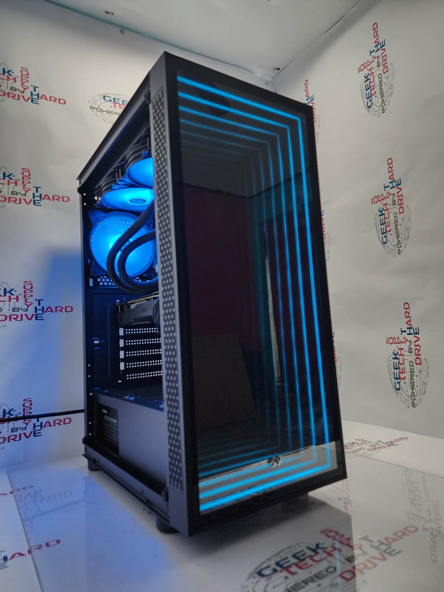 Custom Gaming Desktop PC Computer i5 NVIDIA RTX 3060 Ti SSD 1TB 2TB 16GB 32GB 64GB RGB WiFi Water Black Optillusion H7 - Geek Tech