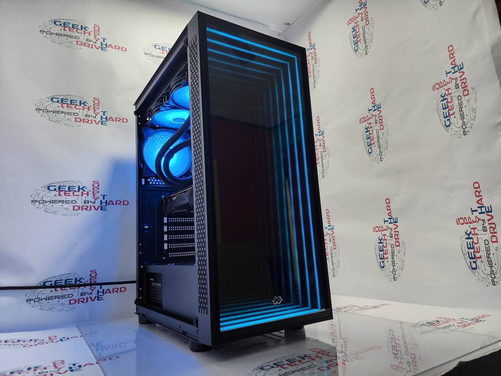 Custom Gaming Desktop PC Computer i5 NVIDIA RTX 3060 Ti SSD 1TB 2TB 16GB 32GB 64GB RGB WiFi Water Black Optillusion H7 - Geek Tech