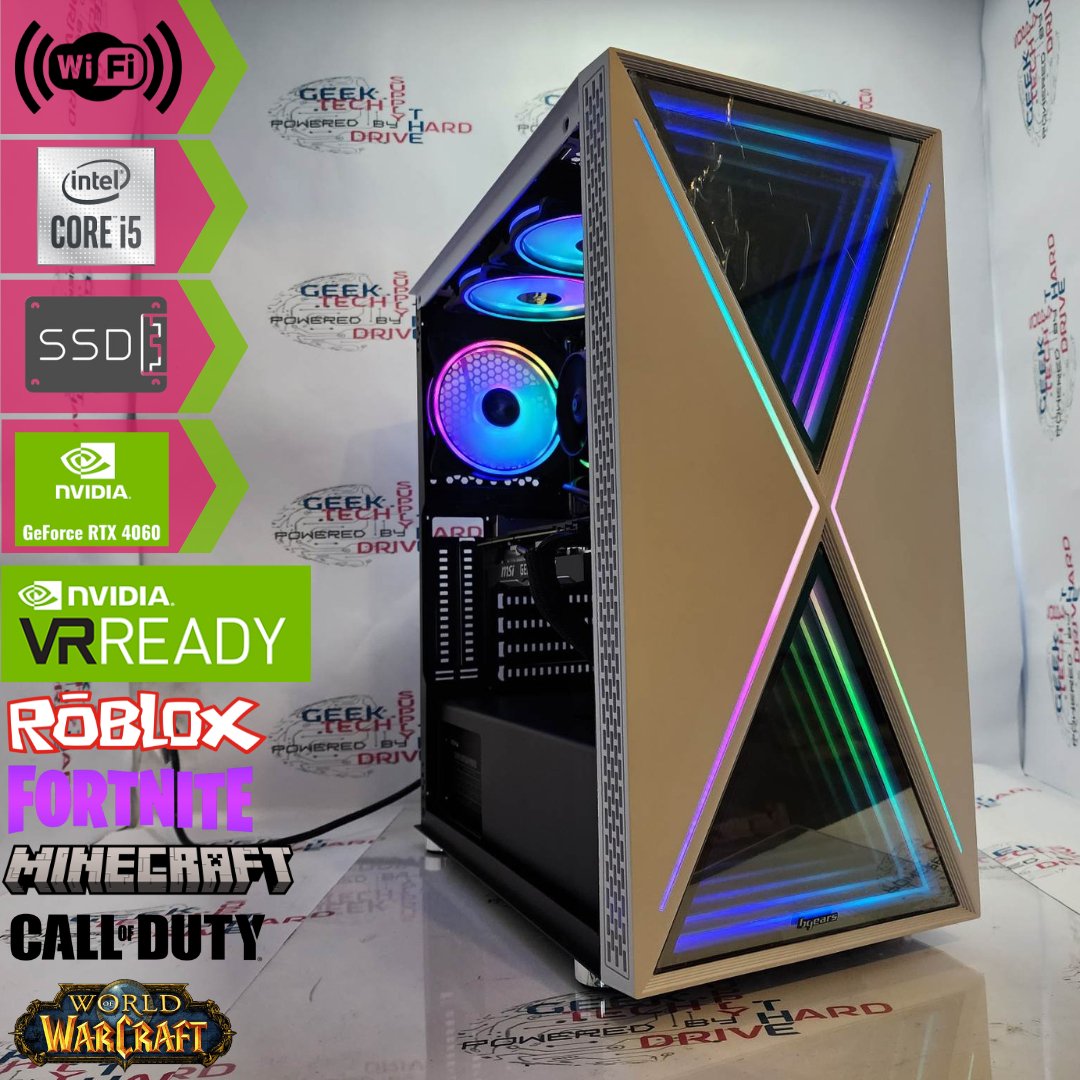 Gaming Desktop PC Computer Intel i5 NVIDIA GeForce RTX 4060 1TB SSD 32GB DDR5 Blackwidow White H610 - Geek Tech