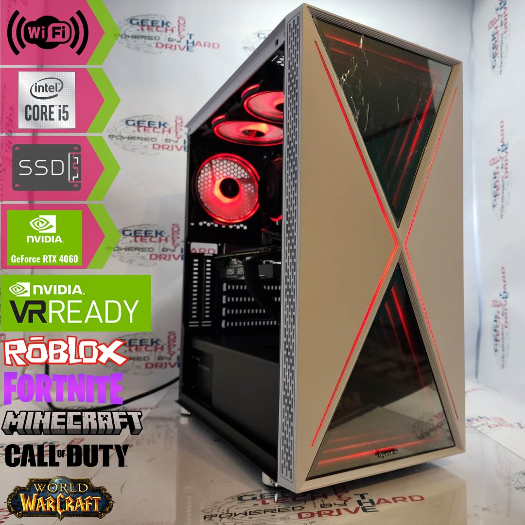 Gaming Desktop PC Computer Intel i5 NVIDIA GeForce RTX 4060 2TB SSD 16GB DDR5 Blackwidow White H610 - Geek Tech