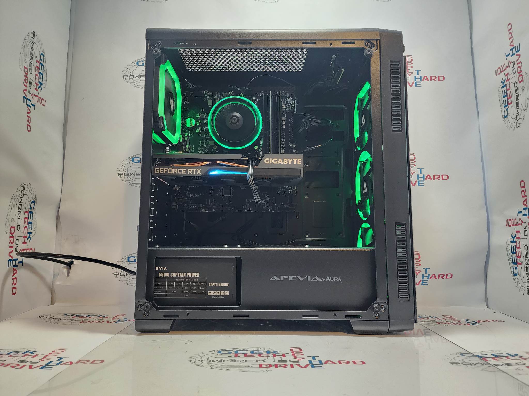 Gaming Desktop PC Computer Intel i5 NVIDIA GeForce RTX 4060 Ti 256GB SSD 1TB HDD 8GB DDR5 Wifi Aura-P Black H610 - Geek Tech