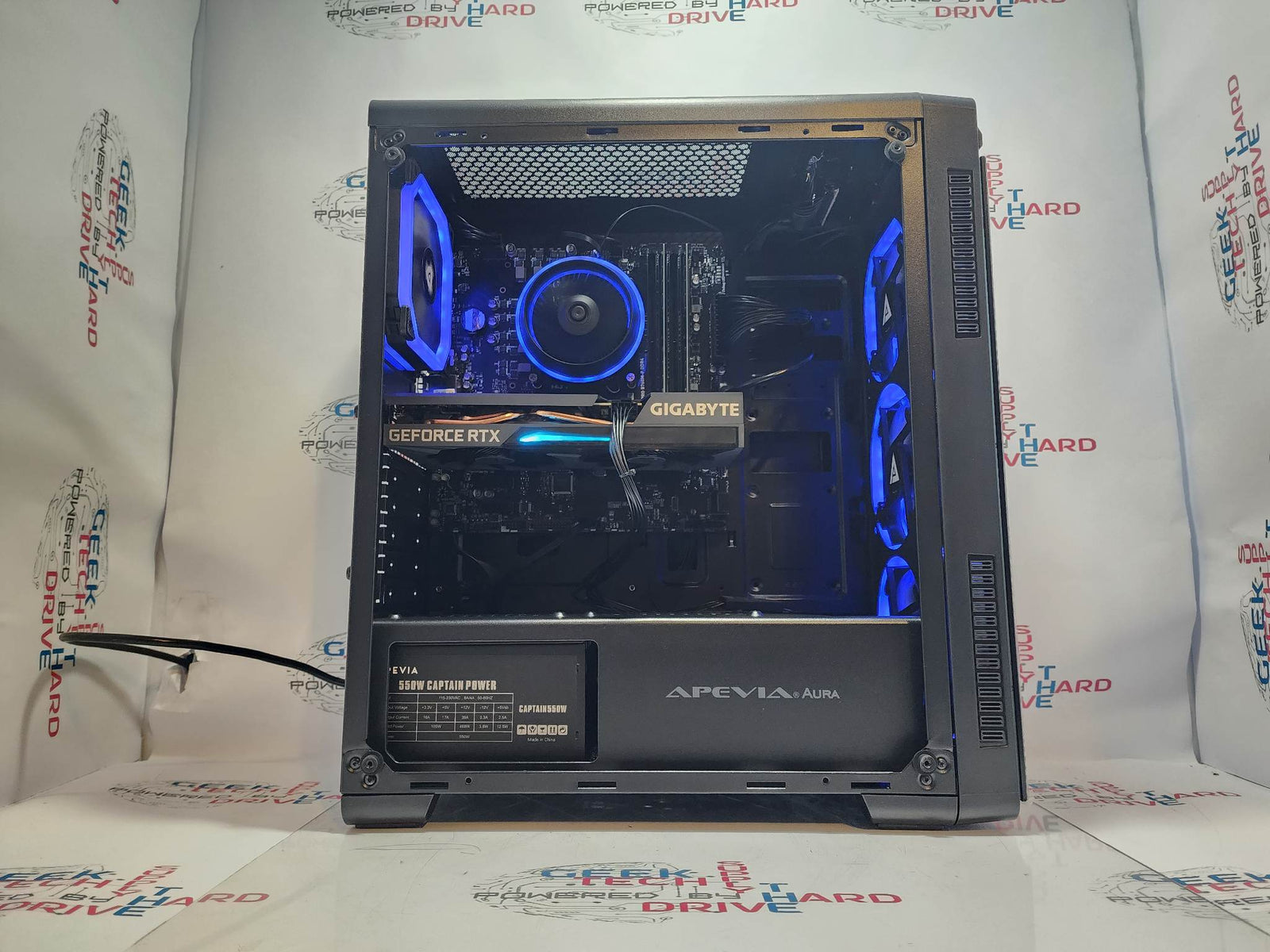 Gaming Desktop PC Computer Intel i5 NVIDIA GeForce RTX 4060 Ti 500GB SSD 2TB HDD 16GB DDR5 Wifi Aura-P Black H610 - Geek Tech