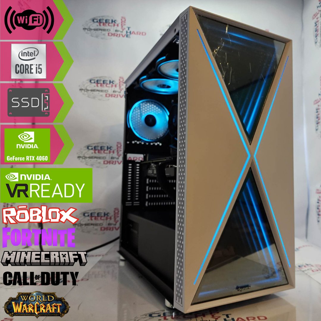 Gaming Desktop PC Computer Intel i5 NVIDIA RTX 4060 1TB SSD 16GB DDR5 Blackwidow White H610 - Geek Tech