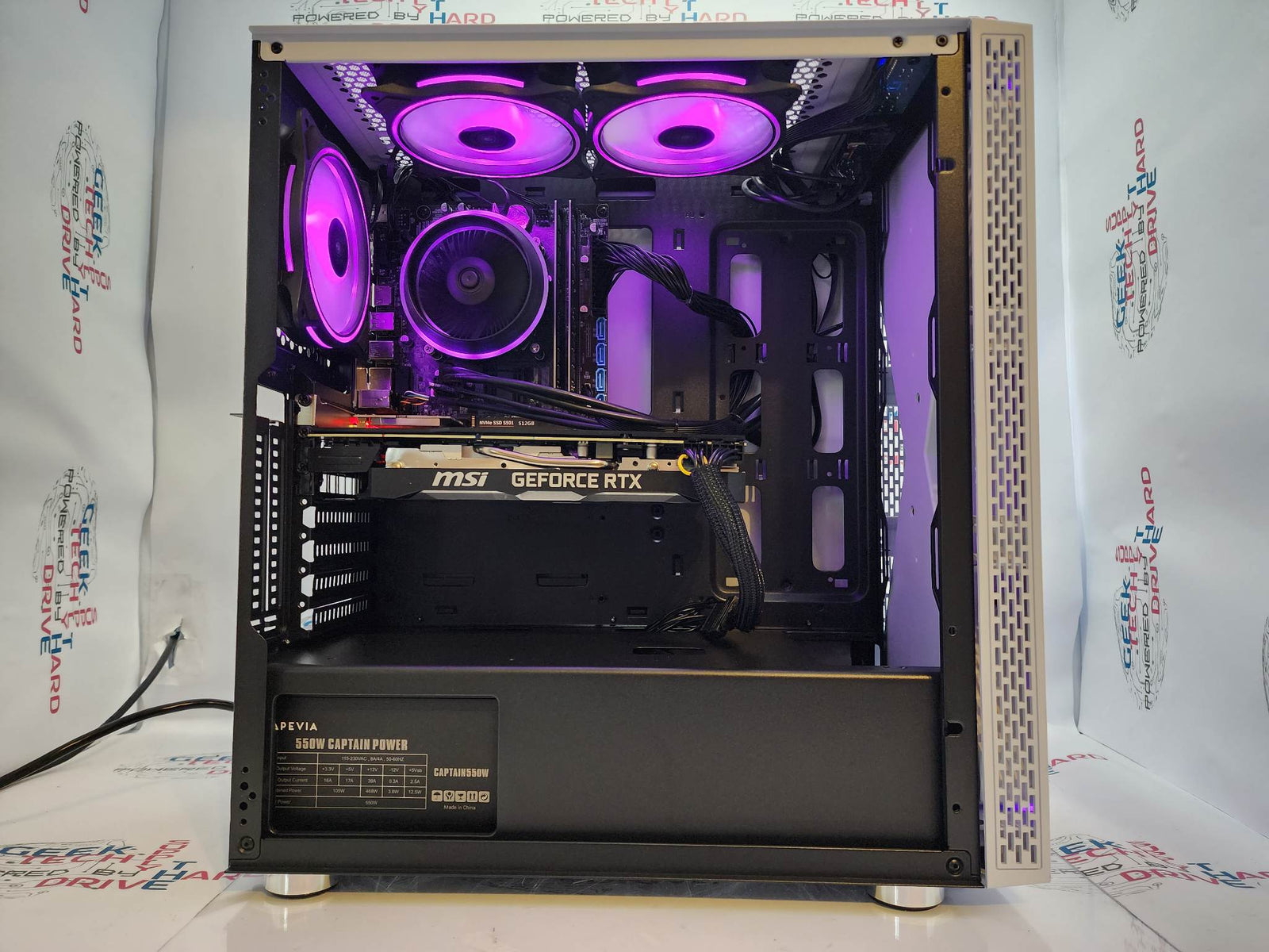 Gaming Desktop PC Computer Intel i5 NVIDIA RTX 4060 500GB SSD 2TB HDD 16GB Blackwidow White H610 - Geek Tech