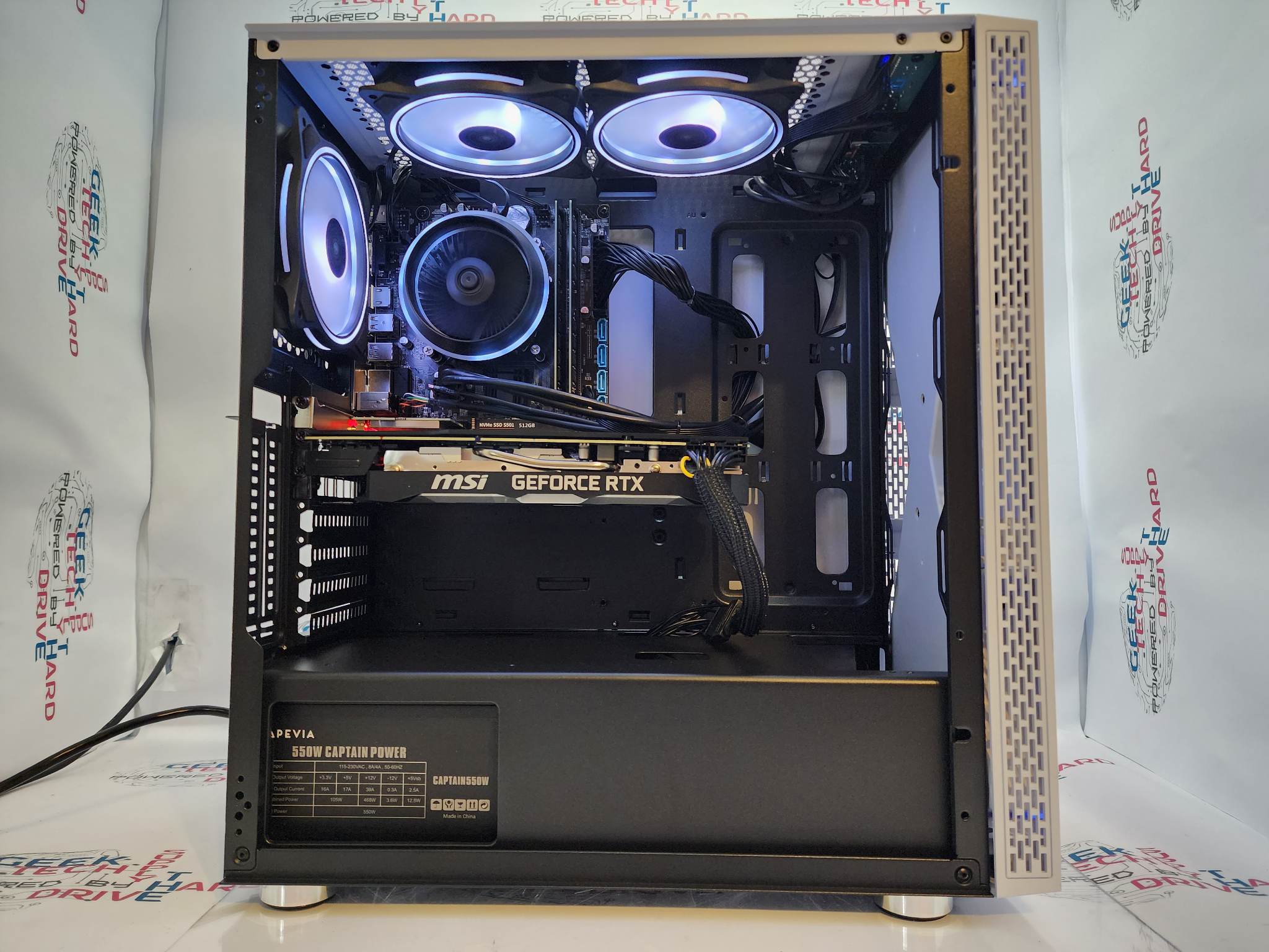 Gaming Desktop PC Computer Intel i5 NVIDIA RTX 4060 500GB SSD 2TB HDD 16GB Blackwidow White H610 - Geek Tech