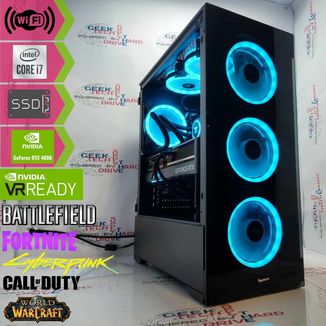 Gaming Desktop PC Computer Intel i7-12700KF NVIDIA GeForce RTX 4080 2tb M2 SSD 32gb DDR5 VR RGB Vog - Geek Tech