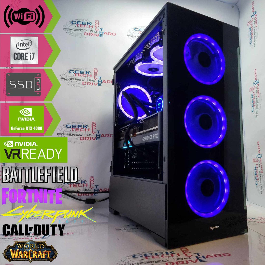 Gaming Desktop PC Computer Intel i7-12700KF NVIDIA GeForce RTX 4080 2tb M2 SSD 32gb DDR5 VR RGB Vog - Geek Tech