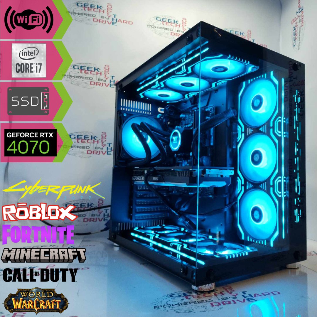 Gaming Desktop PC Computer Intel i7-13700K NVIDIA GeForce RTX 4070 1TB M2 SSD 32gb DDR5 VR GiM H610 - Geek Tech