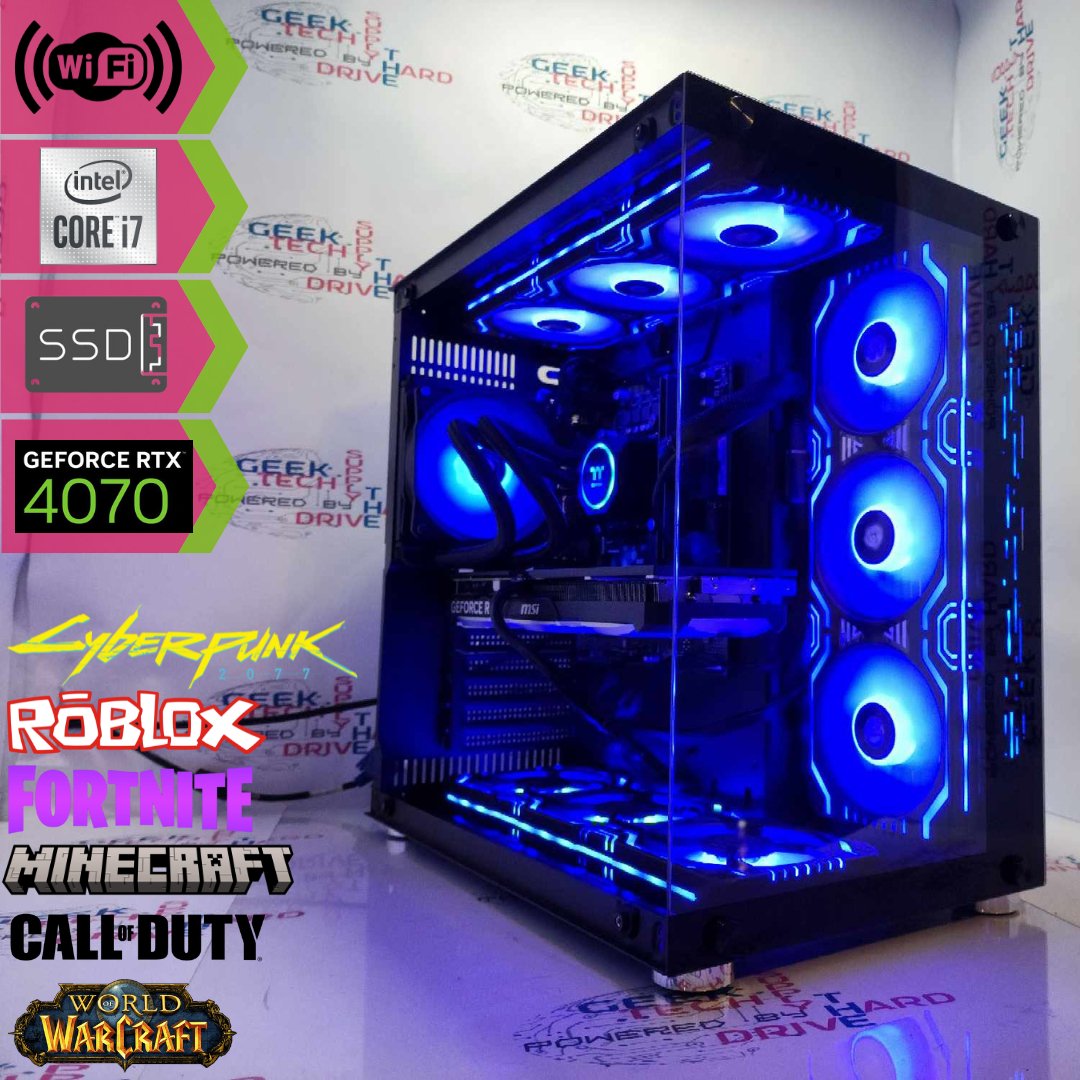 Gaming Desktop PC Computer Intel i7-13700K NVIDIA GeForce RTX 4070 1TB M2 SSD 32gb DDR5 VR GiM H610 - Geek Tech