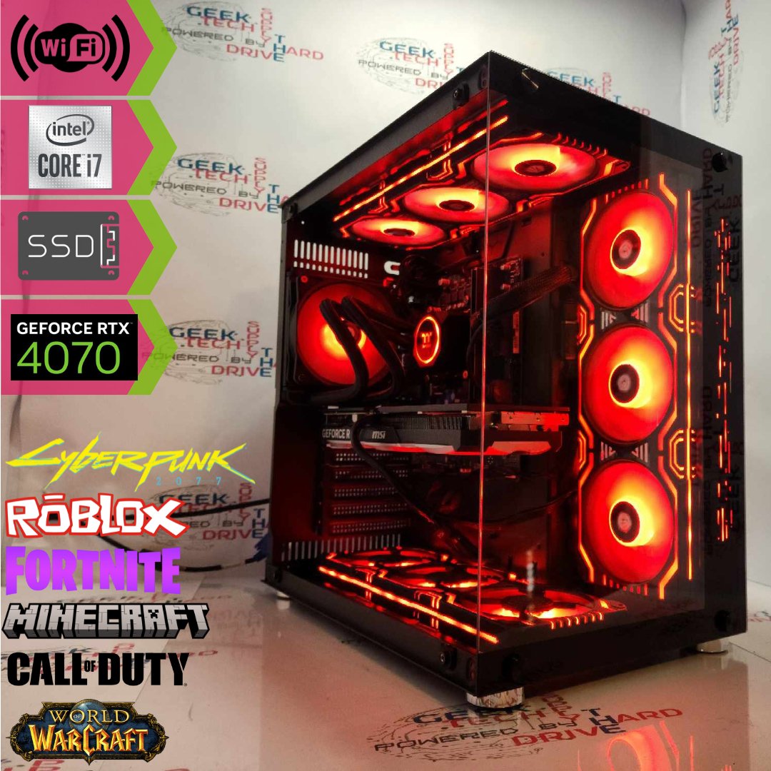 Gaming Desktop PC Computer Intel i7-13700K NVIDIA GeForce RTX 4070 1TB M2 SSD 32gb DDR5 VR GiM H610 - Geek Tech