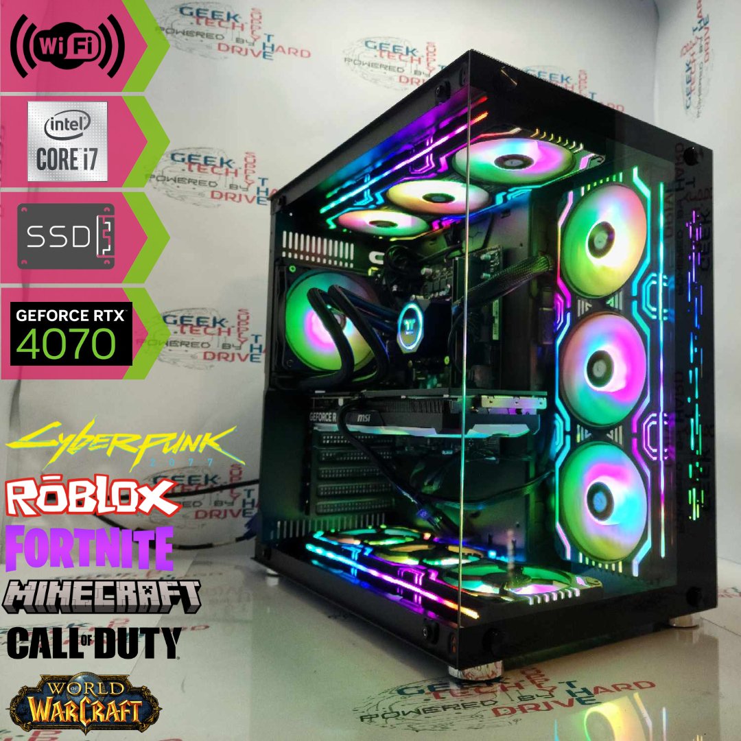 Gaming Desktop PC Computer Intel i7-13700K NVIDIA GeForce RTX 4070 1TB M2 SSD 32gb DDR5 VR GiM H610 - Geek Tech