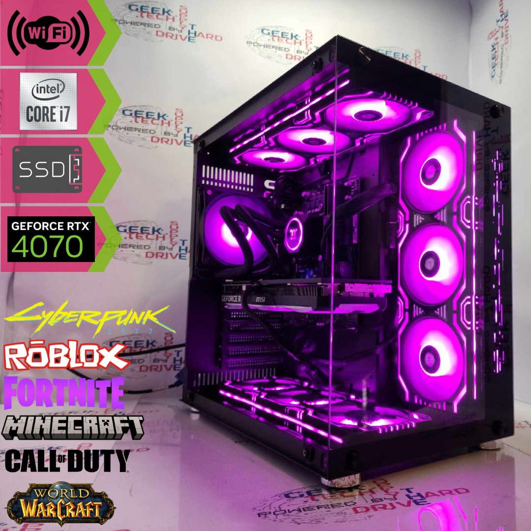 Gaming Desktop PC Computer Intel i7-13700K NVIDIA GeForce RTX 4070 1TB M2 SSD 32gb DDR5 VR GiM H610 - Geek Tech