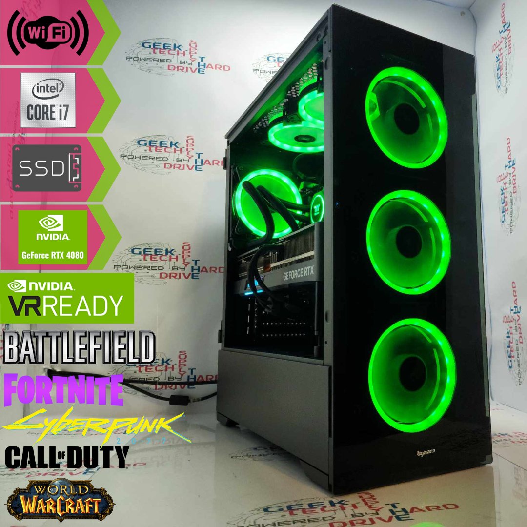 Gaming Desktop PC Computer Intel i7-13700K NVIDIA GeForce RTX 4080 2tb M2 SSD 32gb DDR5 VR RGB Vog - Geek Tech