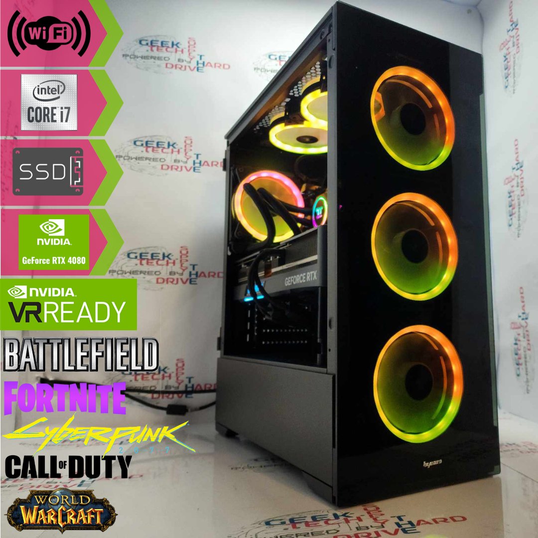 Gaming Desktop PC Computer Intel i7-13700K NVIDIA GeForce RTX 4080 2tb M2 SSD 32gb DDR5 VR RGB Vog - Geek Tech