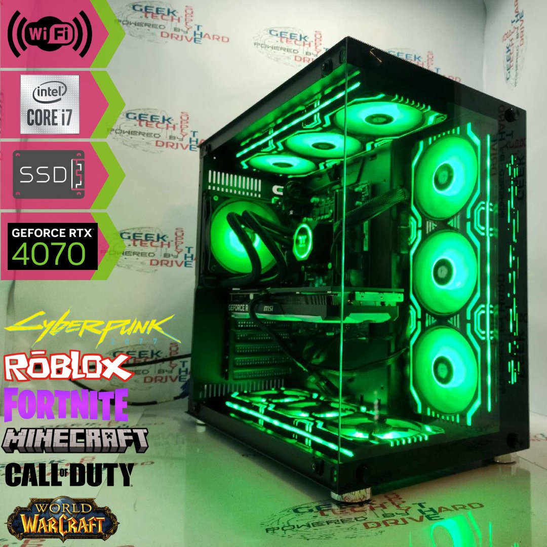 Gaming Desktop PC Computer Intel i7 NVIDIA GeForce RTX 4070 1TB M2 SSD 16gb DDR4 VR GiM H610 - Geek Tech