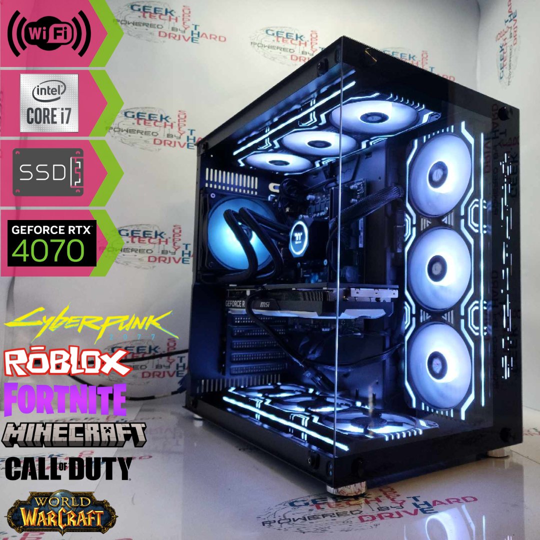 Gaming Desktop PC Computer Intel i7 NVIDIA GeForce RTX 4070 1TB M2 SSD 16gb DDR5 VR GiM H610 - Geek Tech