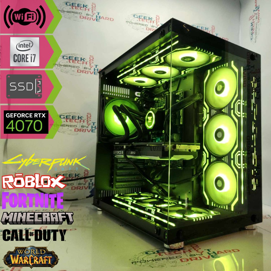 Gaming Desktop PC Computer Intel i7 NVIDIA GeForce RTX 4070 2TB M2 SSD 32gb DDR4 VR GiM H610 - Geek Tech