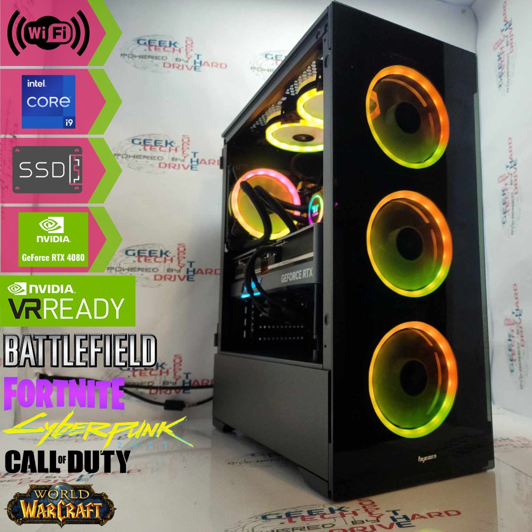 Gaming Desktop PC Computer Intel i9-12900KF NVIDIA GeForce RTX 4080 2tb M2 SSD 32gb DDR5 VR RGB Voguish - Geek Tech