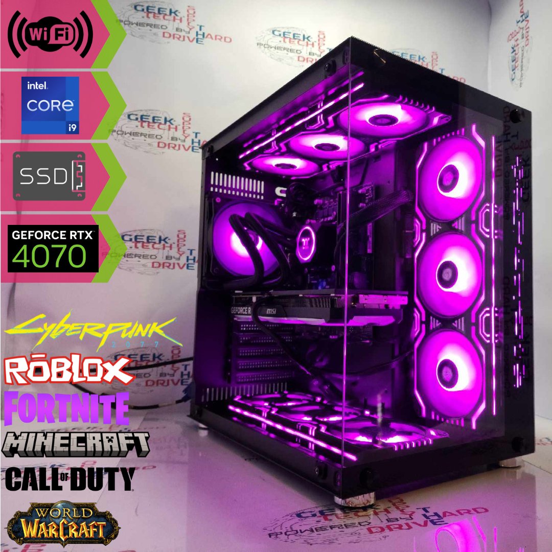 Gaming Desktop PC Computer Intel i9 NVIDIA GeForce RTX 4070 1TB M2 SSD 16gb DDR4 VR GiM H610 - Geek Tech