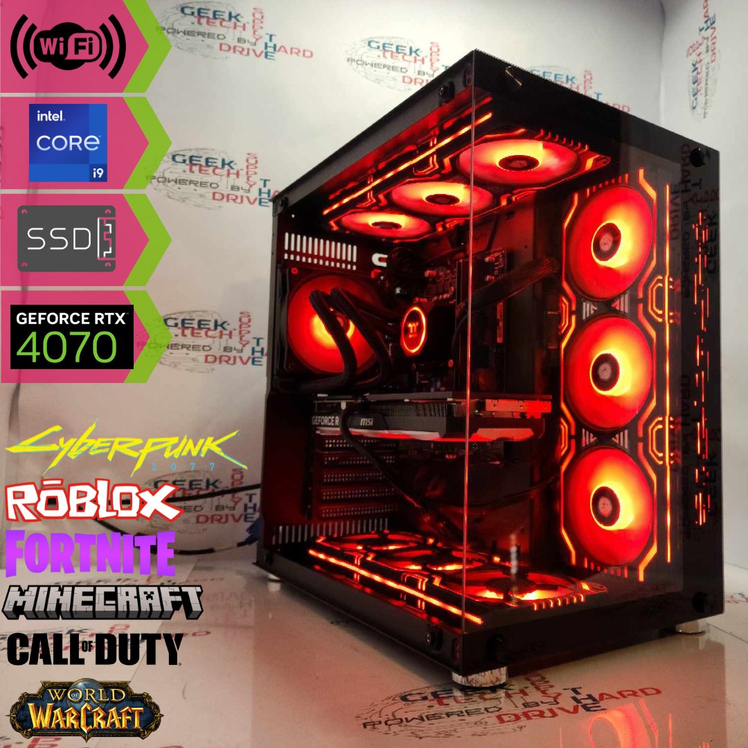 Gaming Desktop PC Computer Intel i9 NVIDIA GeForce RTX 4070 1TB M2 SSD 16gb DDR4 VR GiM H610 - Geek Tech