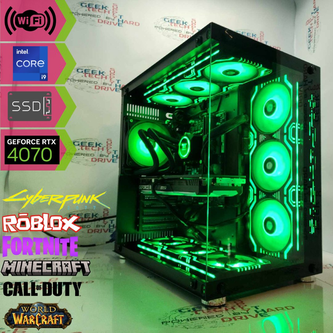 Gaming Desktop PC Computer Intel i9 NVIDIA GeForce RTX 4070 2TB M2 SSD 32gb DDR5 VR GiM H610 - Geek Tech