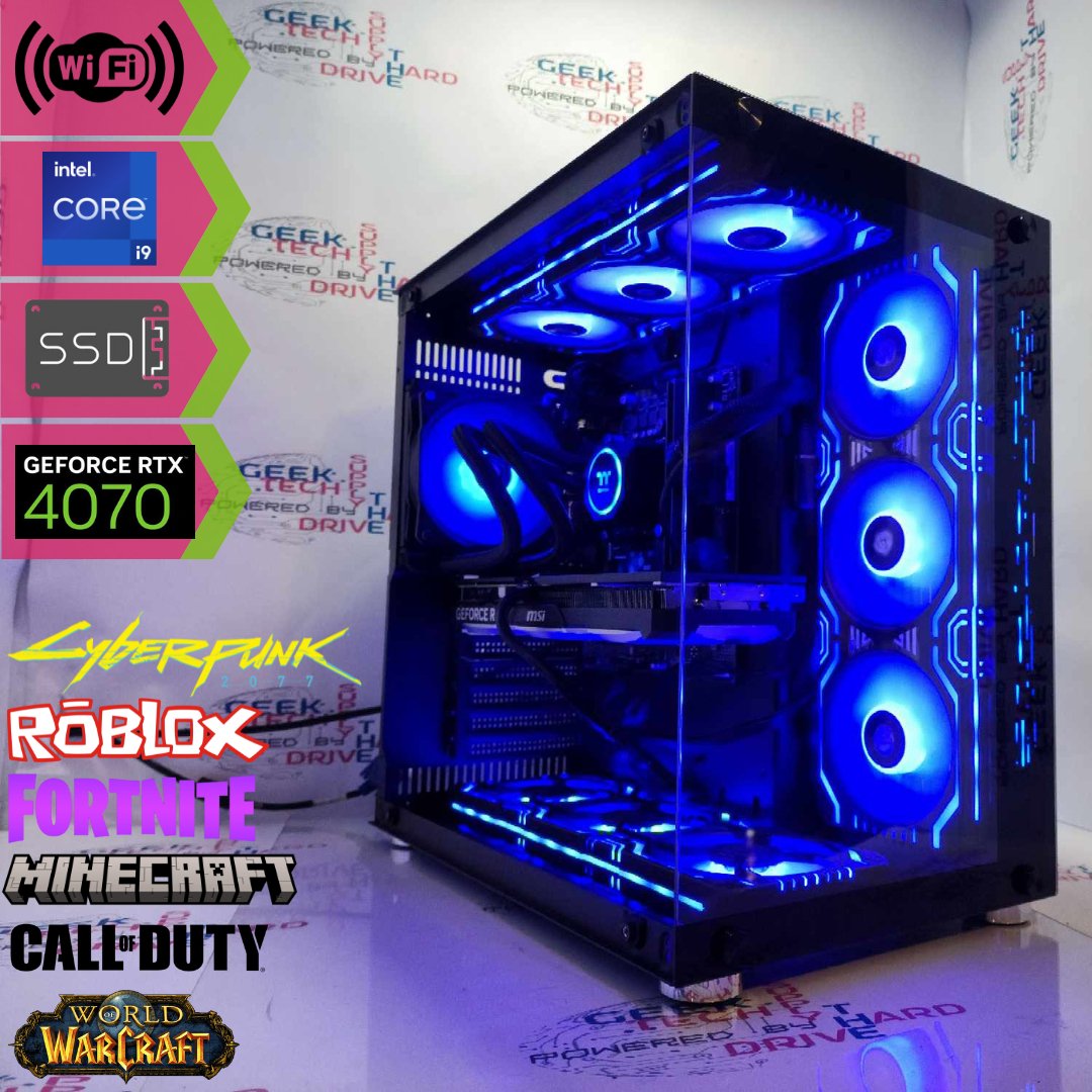 Gaming Desktop PC Computer Intel i9 NVIDIA GeForce RTX 4070 2TB M2 SSD 32gb DDR5 VR GiM H610 - Geek Tech