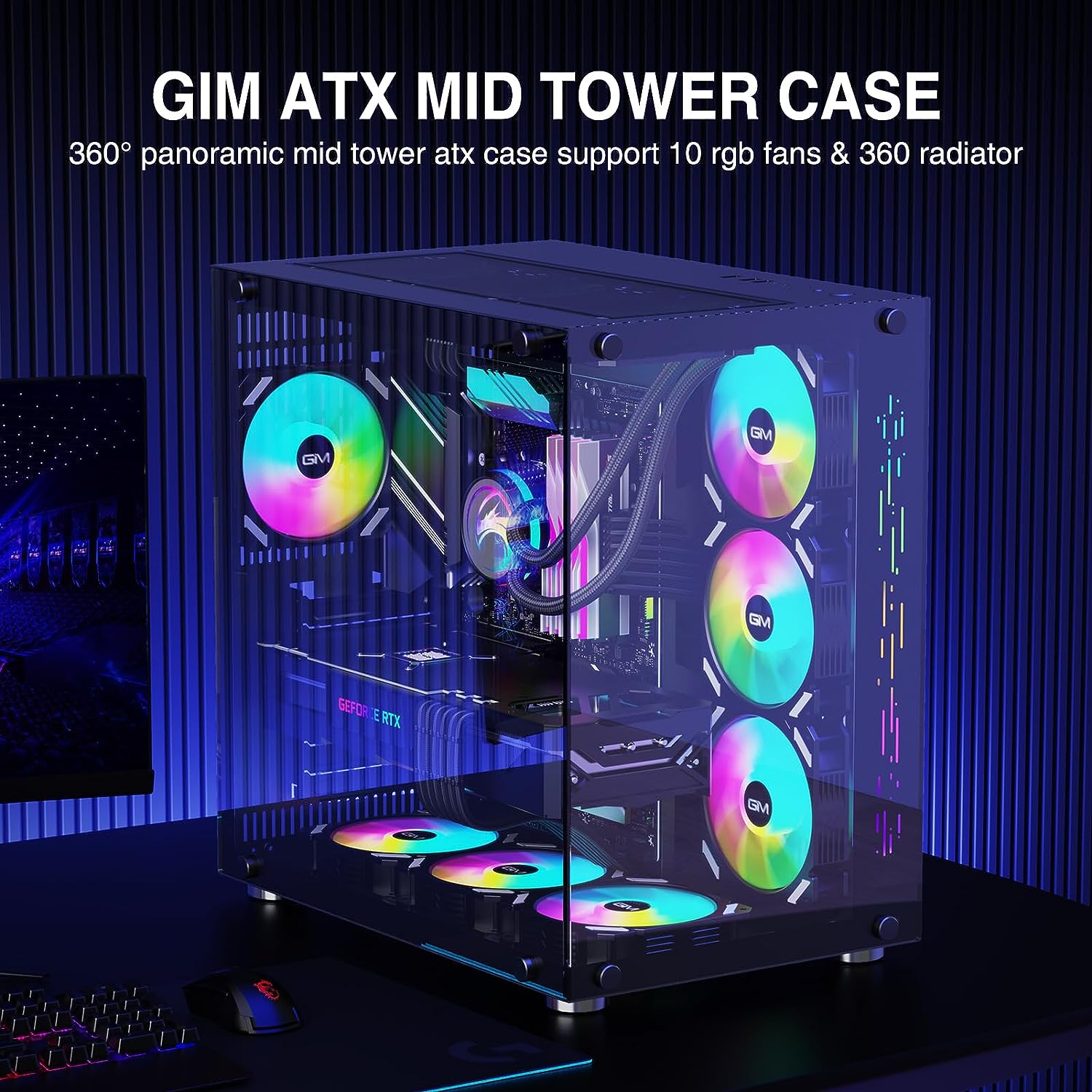 GIM ATX Mid-Tower Case Black Gaming PC Case - Geek Tech