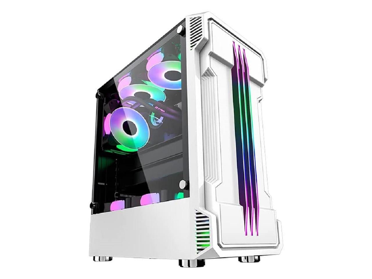GPVHOSO ATX Mid Tower Gaming PC Case, High-Airflow, RGB Strip Water-Cooling (Without), Top Magnetic Dust Filter, USB 3.0 Port, Compact Gaming Tempered Glass Desktop Computer Case - Geek Tech