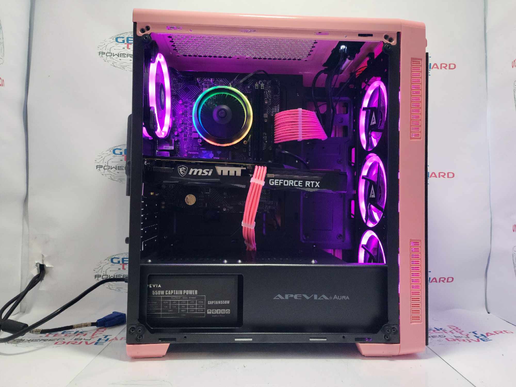 GTech Custom PC Windows 11 H610M-G i5-12400 RTX 3060 1tb SSD 16GB DDR Wi-Fi Bluetooth Pink - Geek Tech