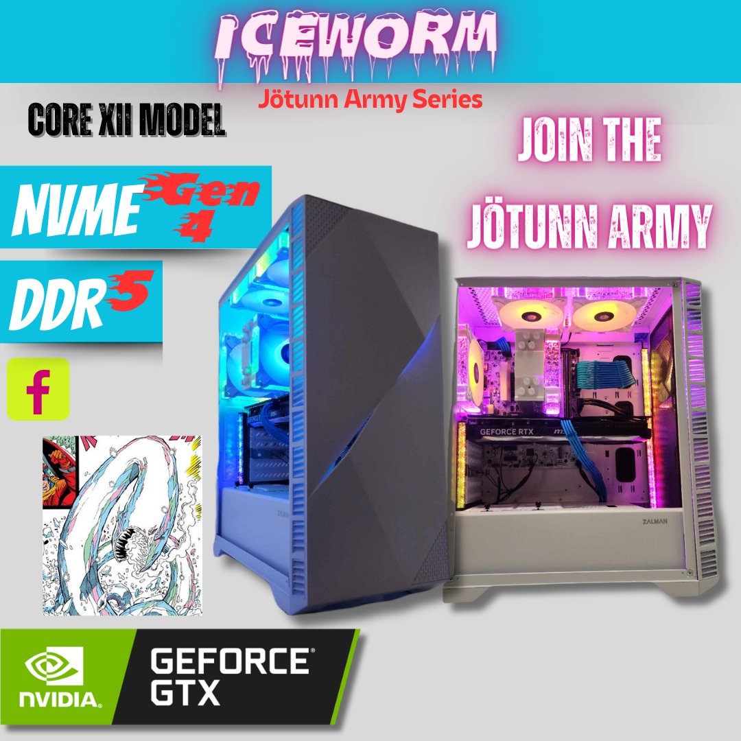 Iceworm Core XII Gaming PC Intel i3 NVIDIA RTX 4060 1TB SSD 16GB DDR5 White RGB B760 - Geek Tech