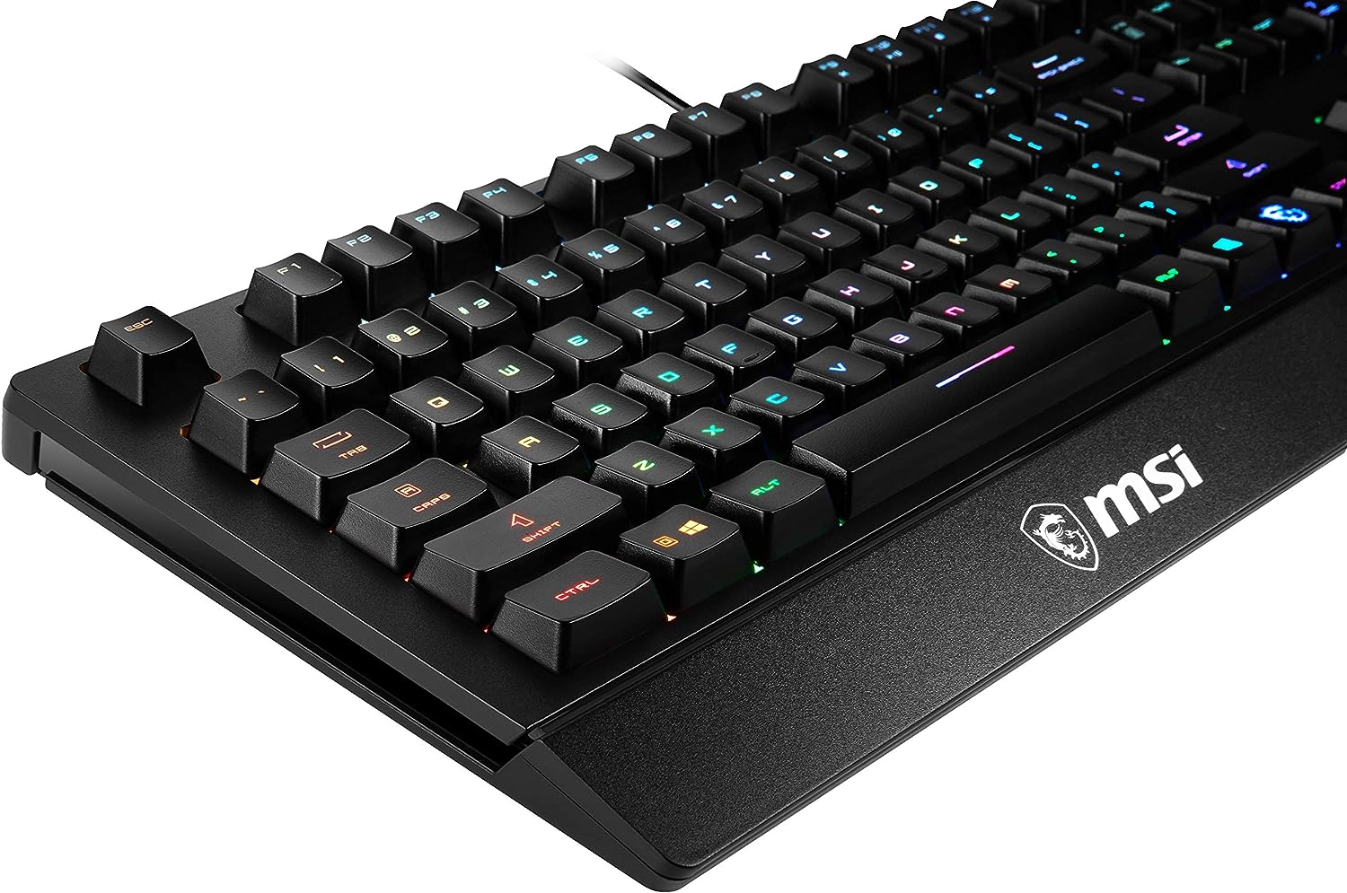 MSI Gaming Backlit RGB Dedicated Hotkeys Anti-Ghosting Water Resistant Gaming Keyboard (Vigor GK20 US), Black - Geek Tech