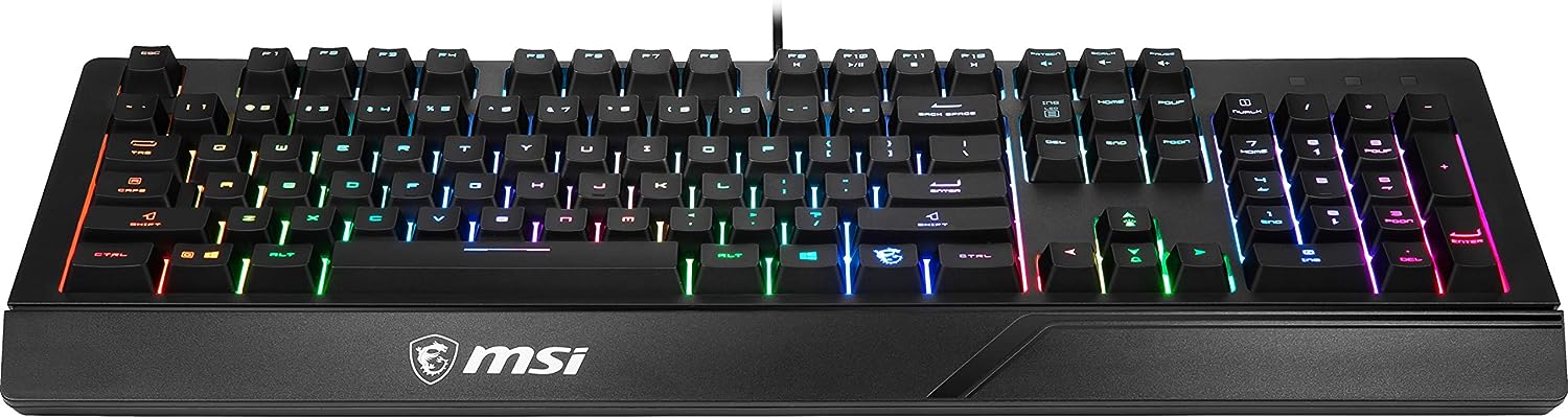 MSI Gaming Backlit RGB Dedicated Hotkeys Anti-Ghosting Water Resistant Gaming Keyboard (Vigor GK20 US), Black - Geek Tech