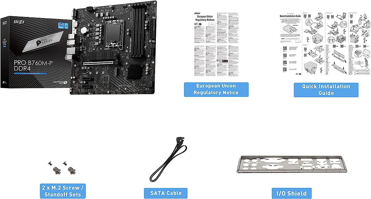 MSI PRO B760M-P DDR4 ProSeries Motherboard (Supports 12th/13th Gen Intel Processors, LGA 1700, DDR4, PCIe 4.0, M.2, Gbps LAN, USB 3.2 Gen2, mATX) - Geek Tech