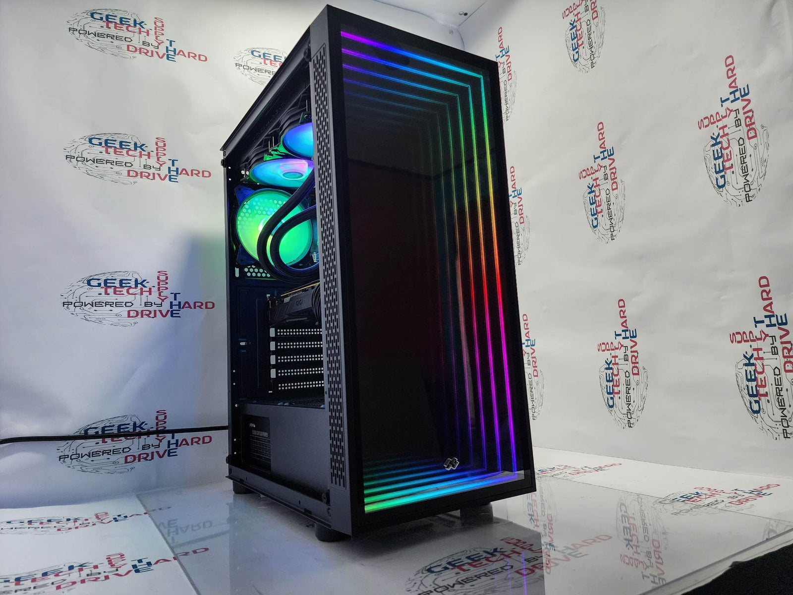 Pinnacle Gaming PC Desktop i5 NVIDIA RTX 3060 Ti SSD 1TB 2TB 16GB 32GB 64GB RGB WiFi Water Black Optillusion H7 - Geek Tech